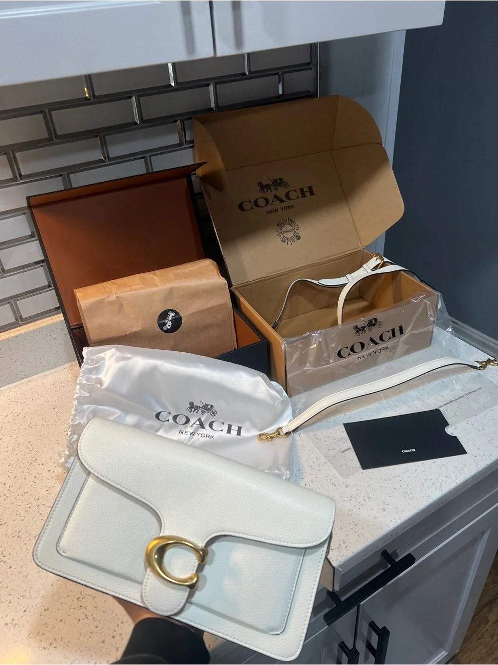 Coach Brass/Chalk Tabby Shoulder Bag 20 - Picture 1 of 5
